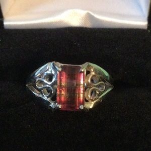 Beautiful Genuine Rare Bi-Color Tourmaline Ring